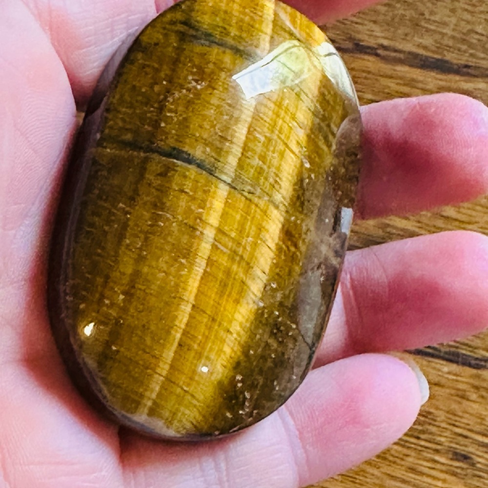 Polished Tiger's Eye Palm Stone - Picture 2 of 2